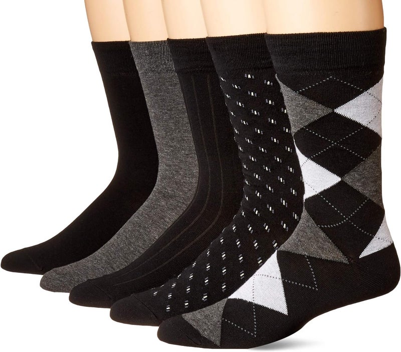 KM Legend Men's Dress Socks Classic Fine Lightweight for Formal and Casual Wear (5 Pair Pack) - Image 1
